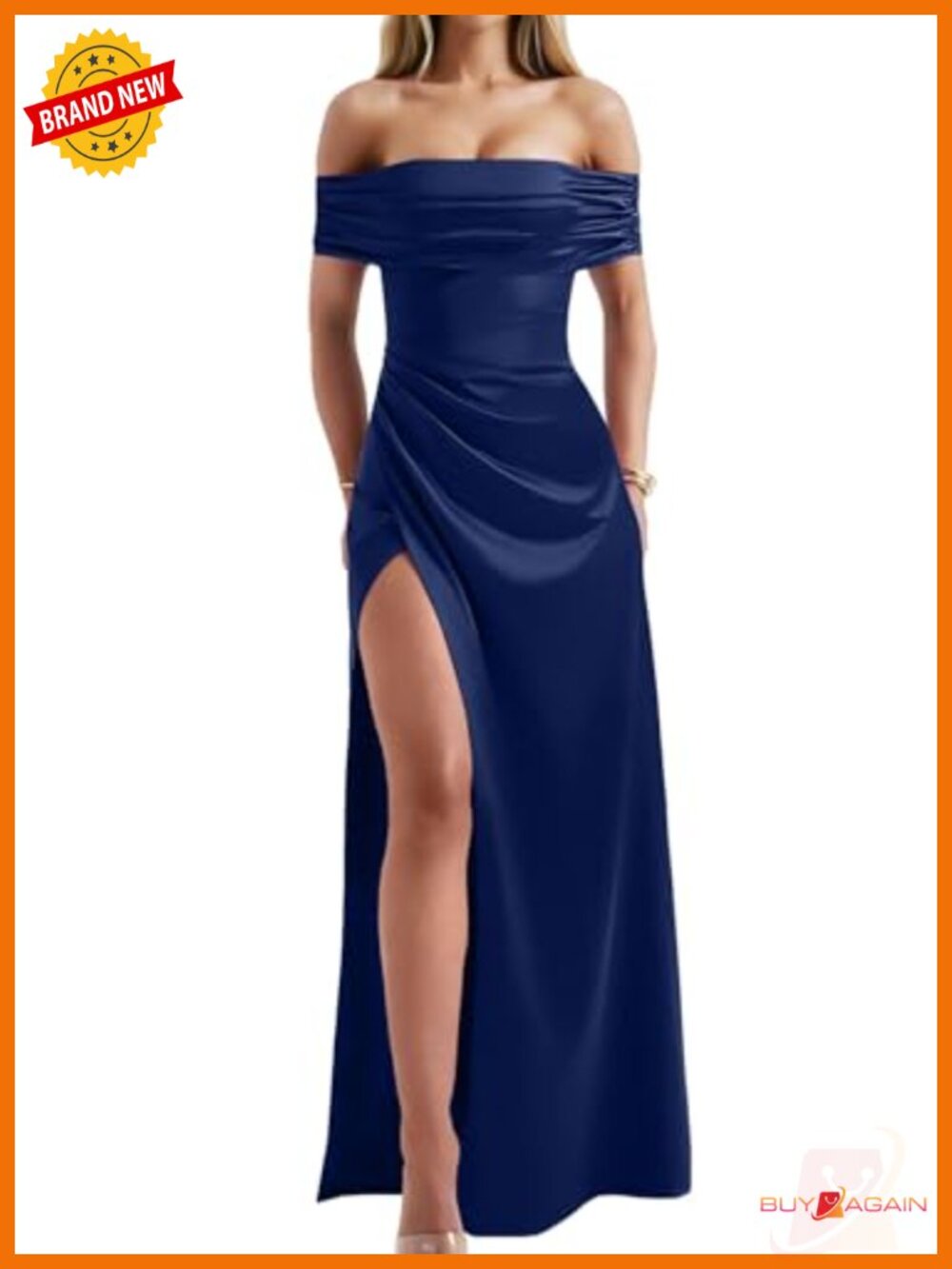 Off Shoulder High Split Bodycon Maxi Formal Wedding Guest Party Dress